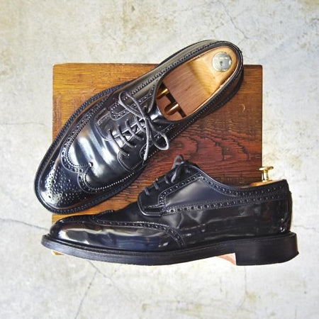 極上★チャーチ 85F/UK8.5【貴重★100ラスト/GRAFTON/グラフトン】フルブローグ/黒/ポリッシュドバインダーカーフ/4都市/Church's★d051