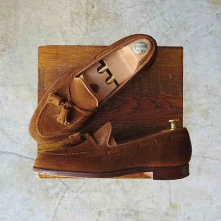 極上★クロケット&ジョーンズ 6E【★バーニーズNY別注/LANGHAM 3】タッセルローファー/325ラストスエード/茶/BARNEYS/Crockett&Jones★d055