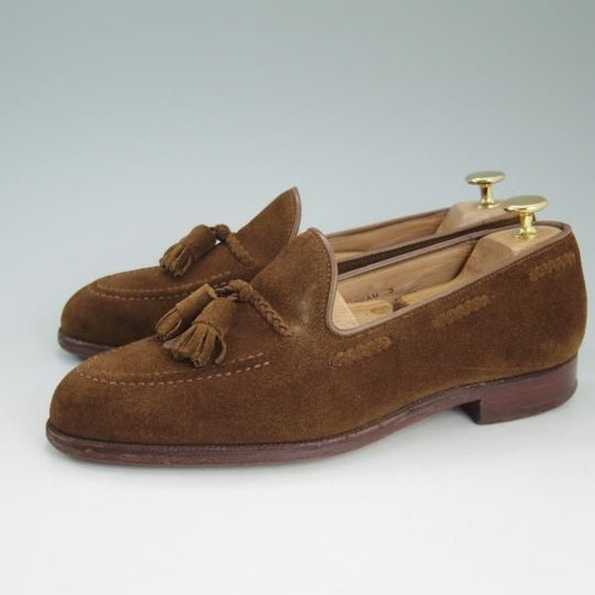 極上★クロケット&ジョーンズ 6E【★バーニーズNY別注/LANGHAM 3】タッセルローファー/325ラストスエード/茶/BARNEYS/Crockett&Jones★d055