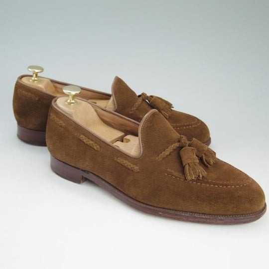 極上★クロケット&ジョーンズ 6E【★バーニーズNY別注/LANGHAM 3】タッセルローファー/325ラストスエード/茶/BARNEYS/Crockett&Jones★d055