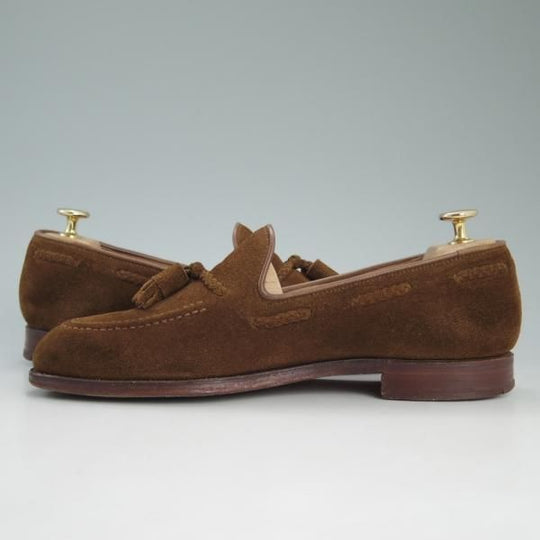 極上★クロケット&ジョーンズ 6E【★バーニーズNY別注/LANGHAM 3】タッセルローファー/325ラストスエード/茶/BARNEYS/Crockett&Jones★d055