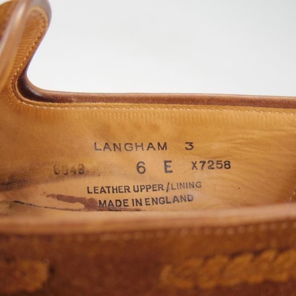 極上★クロケット&ジョーンズ 6E【★バーニーズNY別注/LANGHAM 3】タッセルローファー/325ラストスエード/茶/BARNEYS/Crockett&Jones★d055