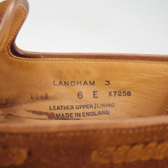 極上★クロケット&ジョーンズ 6E【★バーニーズNY別注/LANGHAM 3】タッセルローファー/325ラストスエード/茶/BARNEYS/Crockett&Jones★d055