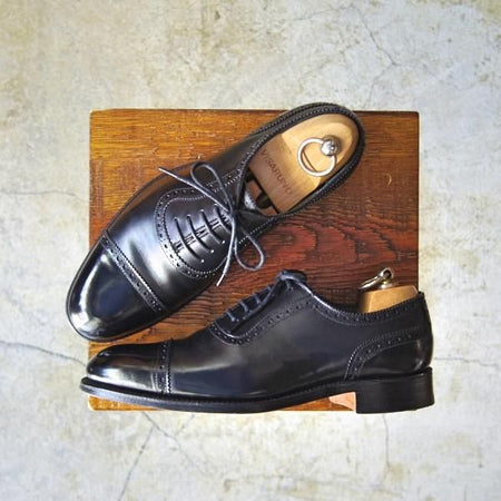 極美品★(英)グレンソン 5.5F【貴重★上級/G-ONEライン/G1】110512/クォーターブローグ/黒/カーフ/GRENSON★d057