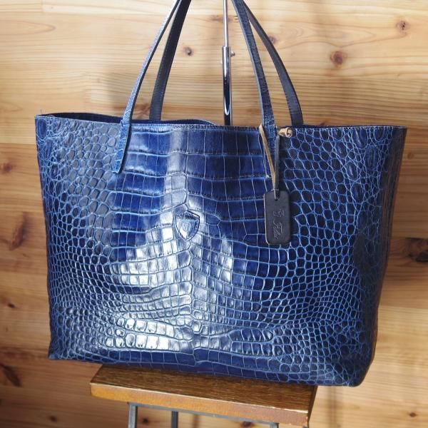 極上★フェリージ/Felisi【定価7.5万円★トートバッグ/11-91】紺/レザー/クロコ型押し/トート バッグ/メンズ&レディース/ビジネス★N5261