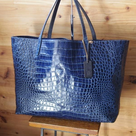 極上★フェリージ/Felisi【定価7.5万円★トートバッグ/11-91】紺/レザー/クロコ型押し/トート バッグ/メンズ&レディース/ビジネス★N5261