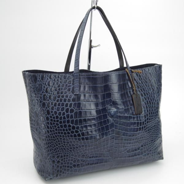 極上★フェリージ/Felisi【定価7.5万円★トートバッグ/11-91】紺/レザー/クロコ型押し/トート バッグ/メンズ&レディース/ビジネス★N5261