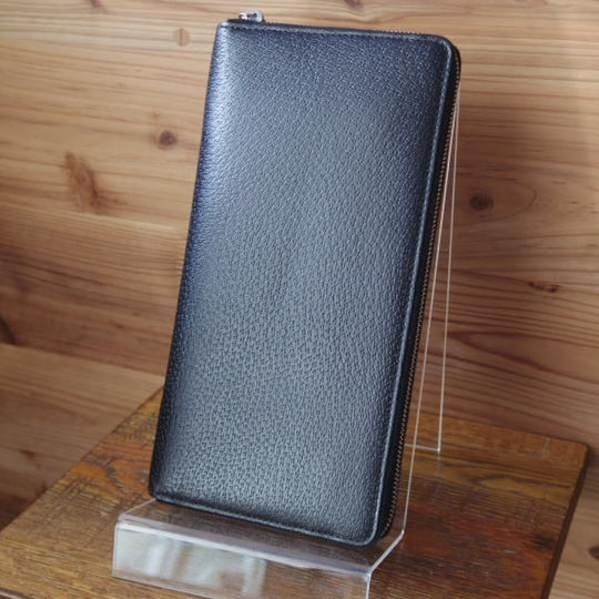 ほぼ未使用★(英)スマイソン/SMYTHSON【定価7万円以上★ジップトラベルウォレット】黒/財布&パスポートケース/メンズ&レディース★d018
