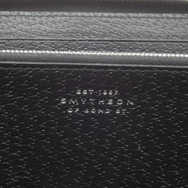 ほぼ未使用★(英)スマイソン/SMYTHSON【定価7万円以上★ジップトラベルウォレット】黒/財布&パスポートケース/メンズ&レディース★d018