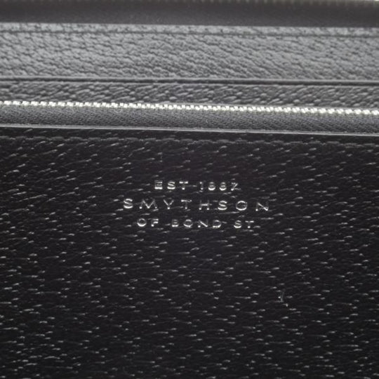 ほぼ未使用★(英)スマイソン/SMYTHSON【定価7万円以上★ジップトラベルウォレット】黒/財布&パスポートケース/メンズ&レディース★d018