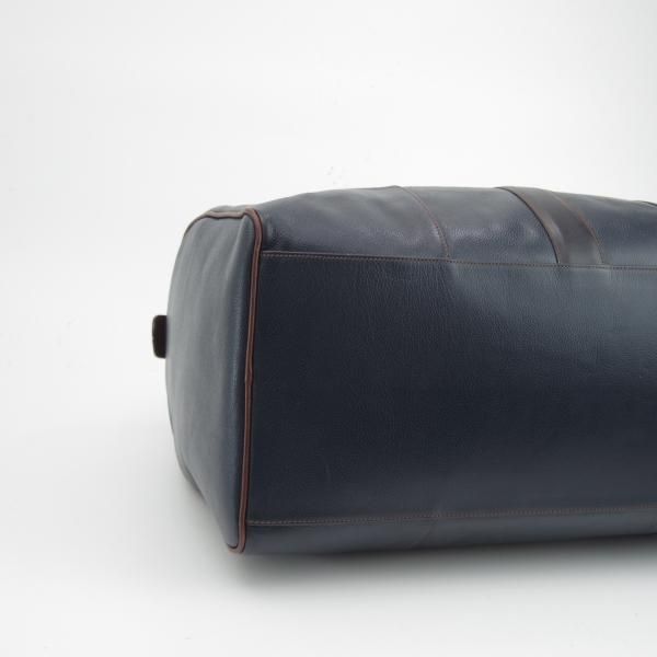 極上★(英)ダンヒル/dunhill【★ボストンバッグ/紺×茶】メンズ ビジネス レザー バッグ★N5265