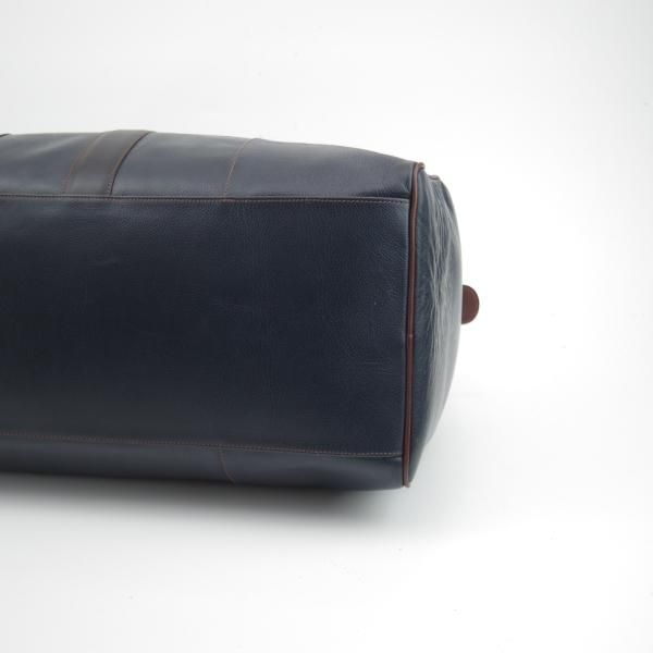 極上★(英)ダンヒル/dunhill【★ボストンバッグ/紺×茶】メンズ ビジネス レザー バッグ★N5265