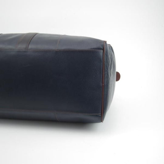 極上★(英)ダンヒル/dunhill【★ボストンバッグ/紺×茶】メンズ ビジネス レザー バッグ★N5265