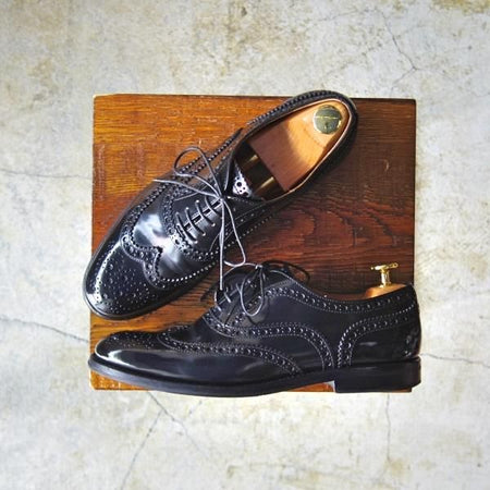 極上★チャーチ(レディース) SIZE 37【★バーウッド/BURWOOD WG】ポリッシュドバインダーカーフ/フルブローグ/黒/Church's★d077