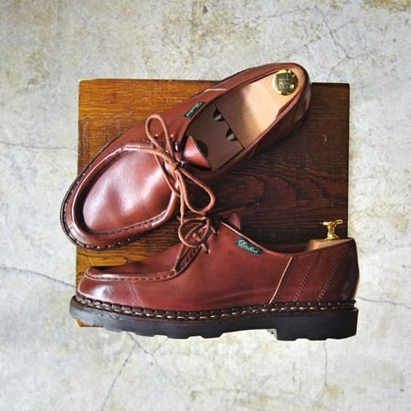 極上★パラブーツ UK6程度【★珍しいモジーン風モデル】マロン/茶/リスレザー/チロリアンシューズ/マルシェソール/Paraboot★d078