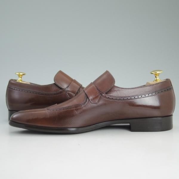 美品★(伊)サントーニ SIZE 5【★モンクストラップ】濃茶/9728/ウイングチップ/Santoni★d079