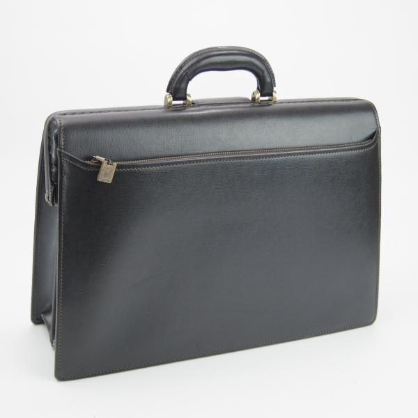美品★アクアスキュータム/Aquascutum【★ダレスバッグ】メンズ ビジネス バッグ/レザー ブリーフケース/黒★N5281