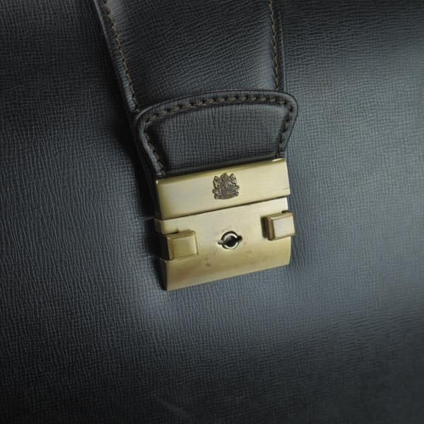 美品★アクアスキュータム/Aquascutum【★ダレスバッグ】メンズ ビジネス バッグ/レザー ブリーフケース/黒★N5281