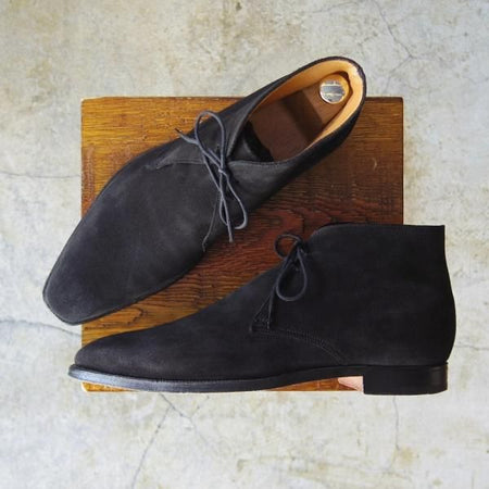 美品★クロケット&ジョーンズ 7.5E【定番★テットベリー/TETBURY/348ラスト】チャッカブーツ/スエード/黒/Crockett&Jones★d090