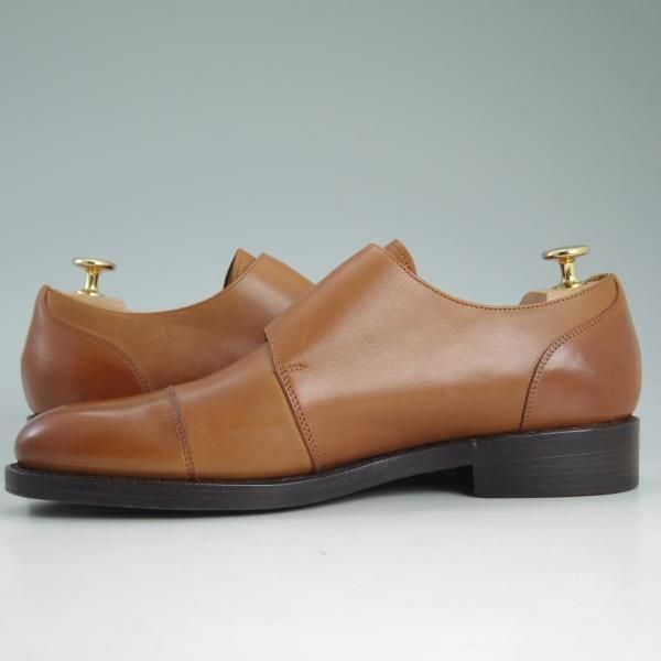 ほぼ未使用★パラブーツ SIZE 6.5【希少★レザーソールのダブルモンク】茶/カーフ/メンズ/Paraboot★d092