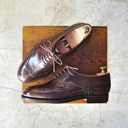 極美品★(伊)タニノクリスチー SIZE 5.5【貴重★ハンドソーンウェルテッド製法】フルブローグ/カーフ/メンズ/TANINO CRISCI★d094