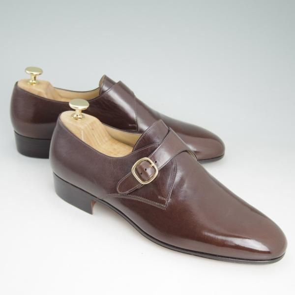 未使用★(伊)タニノクリスチー SIZE 7.5【貴重★デッドストック品/モンクストラップ】106504/カーフ/メンズ/濃茶/TANINO CRISCI★d096