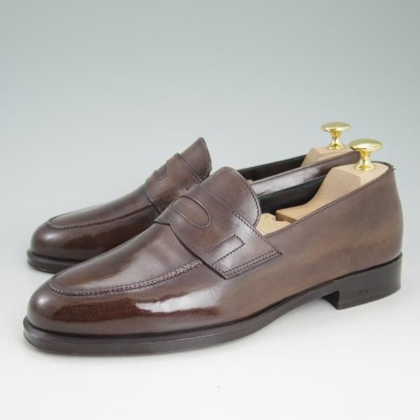 極美品★(伊)タニノクリスチー SIZE 5.5【定価17万円程度★最後期のコインローファー】135916/カーフ/メンズ/濃茶/TANINO CRISCI★d097