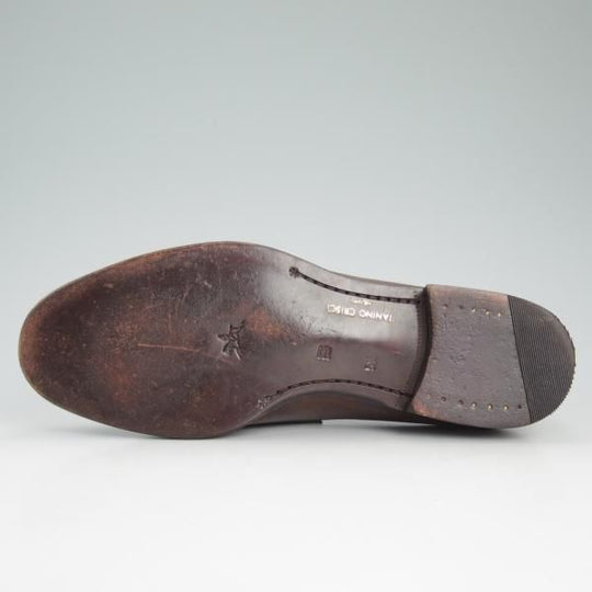 極美品★(伊)タニノクリスチー SIZE 5.5【定価17万円程度★最後期のコインローファー】135916/カーフ/メンズ/濃茶/TANINO CRISCI★d097