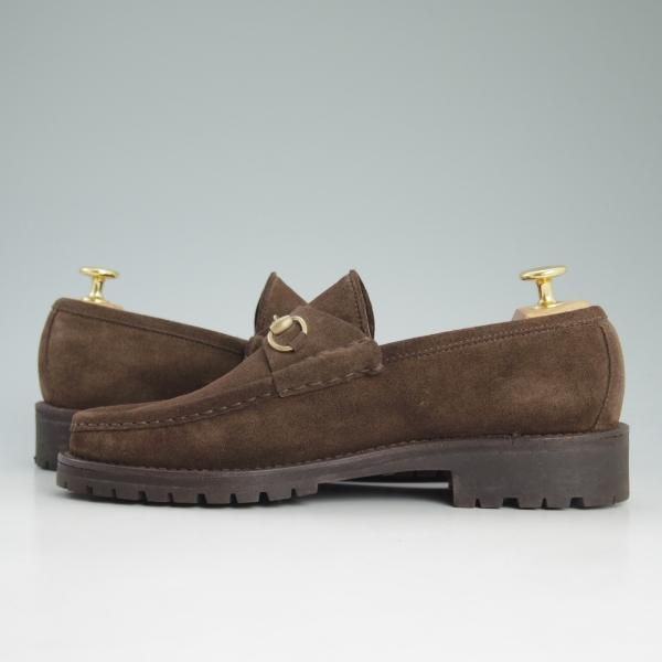 極美品★(伊)グッチ(レディース) 8B/サイズ38程度【★ビットローファー】スエード/スリッポン/101/6105/濃茶/GUCCI★d104