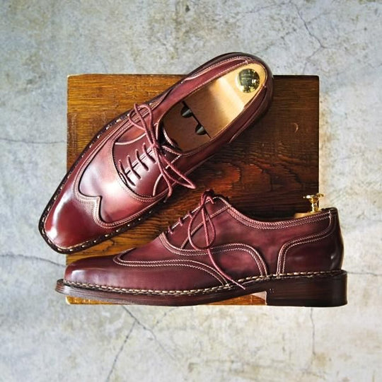 極美品★(伊)PERON&PERON SIZE 6.5【定価20万円以上★ノルベジェーゼ製法】ブラインドブローグ/赤茶/ペロン・エ・ペロン★d114