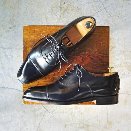 美品★(英)アルフレッドサージェント製 UK7【貴重★(仏)BOWEN別注/ボーウェン】ストレートチップ/カーフ/黒/Alfred Sargent★d115