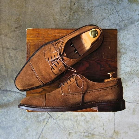 極上★(伊)テストーニ SIZE 6【上級★ブラックラベル/BLACK LABEL/ブラックラピド製法】パンチドキャップトゥ/スエード/a.testoni★d120