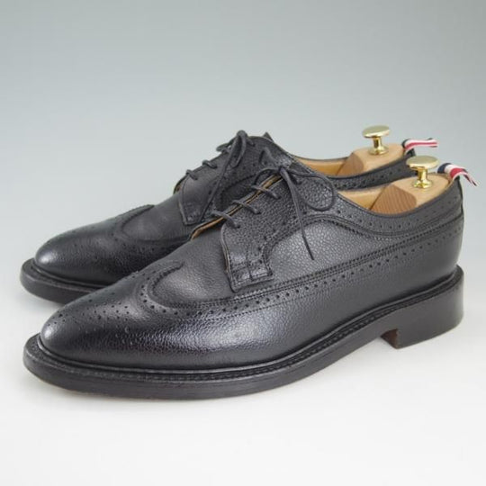 極上★(米)トムブラウン UK9.5/US10.5【定価10万円以上★英国製/ロングウイング】ぺブルグレイン/メンズ/黒/THOM BROWNE★d124
