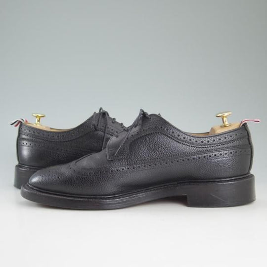 極上★(米)トムブラウン UK9.5/US10.5【定価10万円以上★英国製/ロングウイング】ぺブルグレイン/メンズ/黒/THOM BROWNE★d124