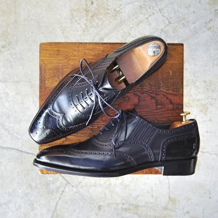 美品★ペルフェット SIZE 7【伊勢丹取扱い★フルブローグ/レイジーマン】ビナセーコー/P1126/カーフ/黒/Perfetto★d128