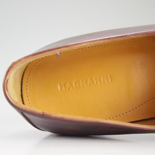 美品★マグナーニ UK7.5〜8程度【★ミュージアムカーフ風/スリッポン】ローファー/茶/メンズ/MAGNANNI★d129