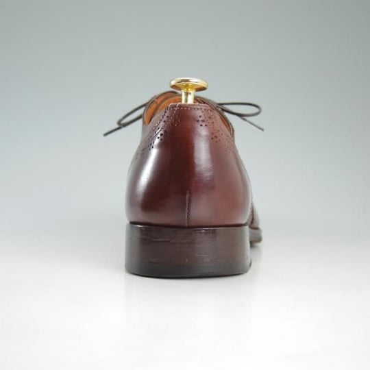 極上★(伊)サントーニ SIZE 7【★ブラックラピド製法】フルブローグ/ウイングチップ/カーフ/赤茶/Santoni★d130
