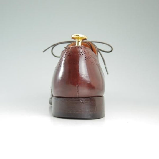 極上★(伊)サントーニ SIZE 7【★ブラックラピド製法】フルブローグ/ウイングチップ/カーフ/赤茶/Santoni★d130