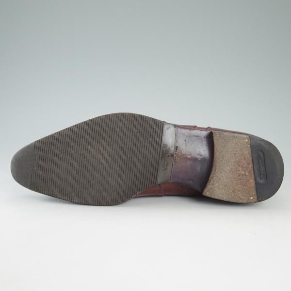 極上★(伊)サントーニ SIZE 7【★ブラックラピド製法】フルブローグ/ウイングチップ/カーフ/赤茶/Santoni★d130