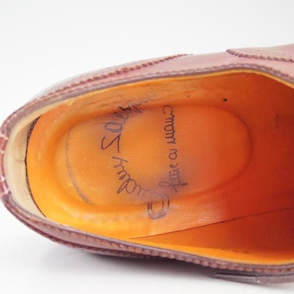 極上★(伊)サントーニ SIZE 7【★ブラックラピド製法】フルブローグ/ウイングチップ/カーフ/赤茶/Santoni★d130
