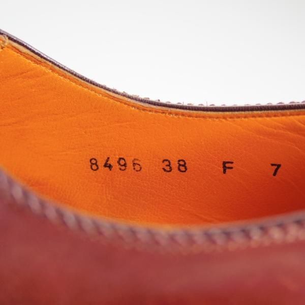 極上★(伊)サントーニ SIZE 7【★ブラックラピド製法】フルブローグ/ウイングチップ/カーフ/赤茶/Santoni★d130