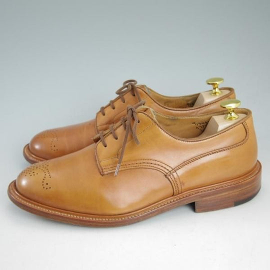 美品★トリッカーズ SIZE 7.5【貴重★シングルソールのカントリー風短靴/M7589】プレーントゥ/ドレスカントリー/薄茶/Tricker's★d135