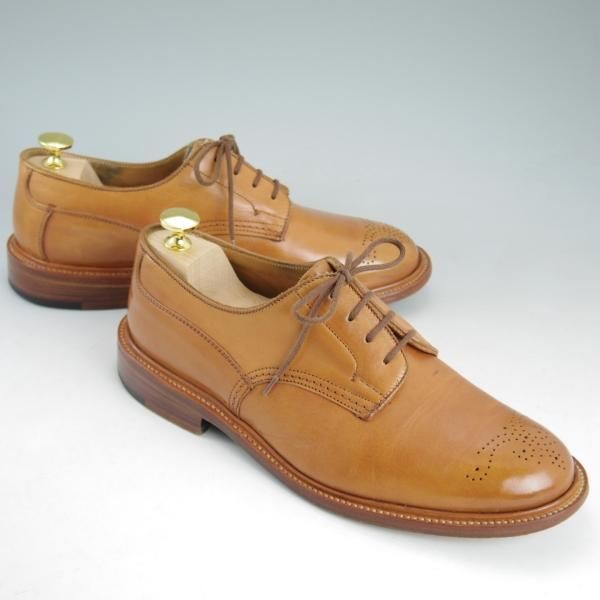 美品★トリッカーズ SIZE 7.5【貴重★シングルソールのカントリー風短靴/M7589】プレーントゥ/ドレスカントリー/薄茶/Tricker's★d135