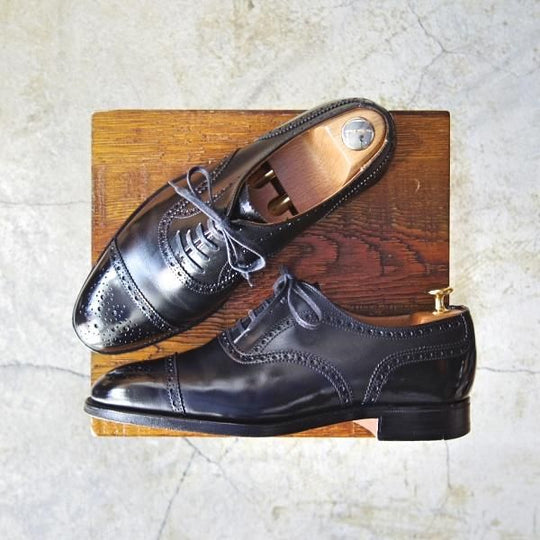 美品★クロケット&ジョーンズ 6F【★(英)ニュー&リングウッド別注/New&Lingwood】297ラスト/セミブローグ/カーフ/黒/Crockett&Jones★d145