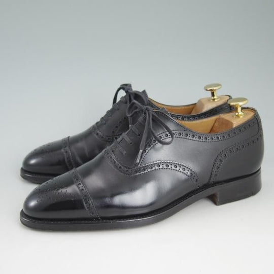 美品★クロケット&ジョーンズ 6F【★(英)ニュー&リングウッド別注/New&Lingwood】297ラスト/セミブローグ/カーフ/黒/Crockett&Jones★d145