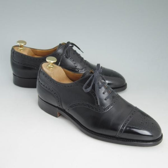 美品★クロケット&ジョーンズ 6F【★(英)ニュー&リングウッド別注/New&Lingwood】297ラスト/セミブローグ/カーフ/黒/Crockett&Jones★d145