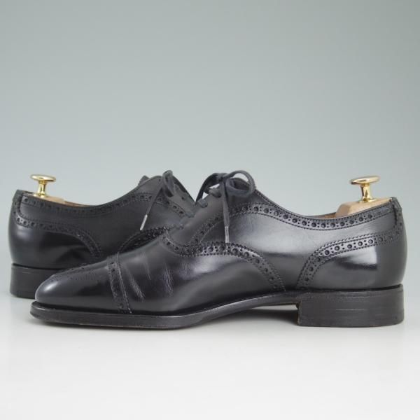 美品★クロケット&ジョーンズ 6F【★(英)ニュー&リングウッド別注/New&Lingwood】297ラスト/セミブローグ/カーフ/黒/Crockett&Jones★d145