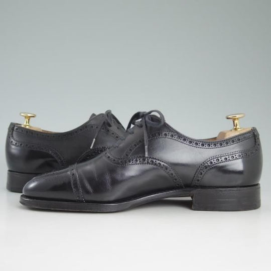美品★クロケット&ジョーンズ 6F【★(英)ニュー&リングウッド別注/New&Lingwood】297ラスト/セミブローグ/カーフ/黒/Crockett&Jones★d145