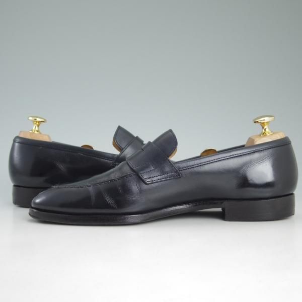 極上★クロケット&ジョーンズ 5.5D【上級★ハンドグレードライン/ネイビー色】TREVOR/カーフ/コインローファー/紺/Crockett&Jones★d146