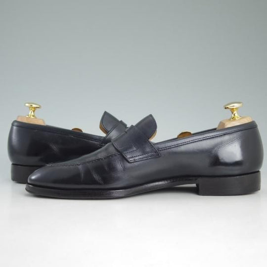 極上★クロケット&ジョーンズ 5.5D【上級★ハンドグレードライン/ネイビー色】TREVOR/カーフ/コインローファー/紺/Crockett&Jones★d146